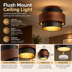 Flush Mount Ceiling Light | Black Travertine, Walnut Wood, GX53