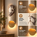 Wall Lamp Indoor LED Capsule Travertine Marble Brass Bedroom