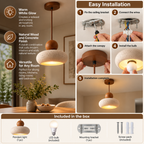 Pendant Light | Wood and Concrete Effect, Warm White LED