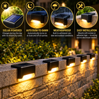 Solarne lampy ogrodowe na ogrodzenie i balkon | automatyczny czujnik zmierzchowy | ciepłe światło LED, bez okablowania