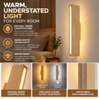 Wood Wall Light for Living Room and Bedroom | Warm White, Daylight
