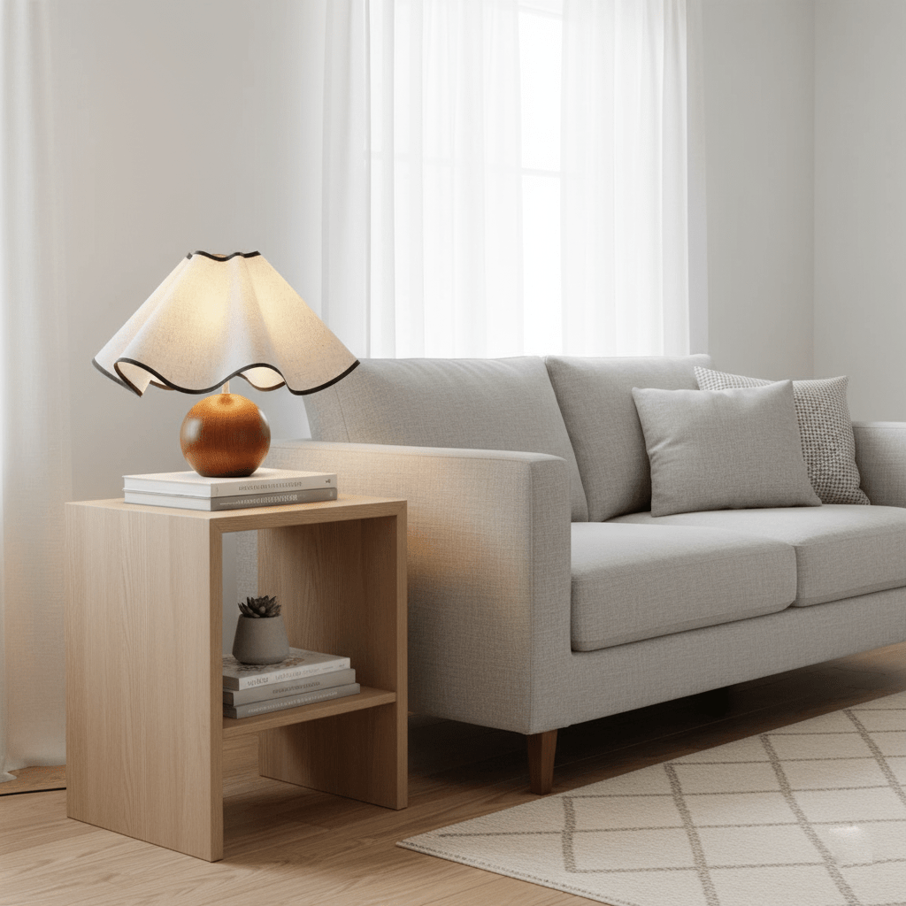 Table lamp with sculpted wave design and 3-step dimming, E26/E27, indoor use