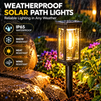 Solar Path Lights | Outdoor Waterproof Lights | Garden Walkway, Lawn Lighting