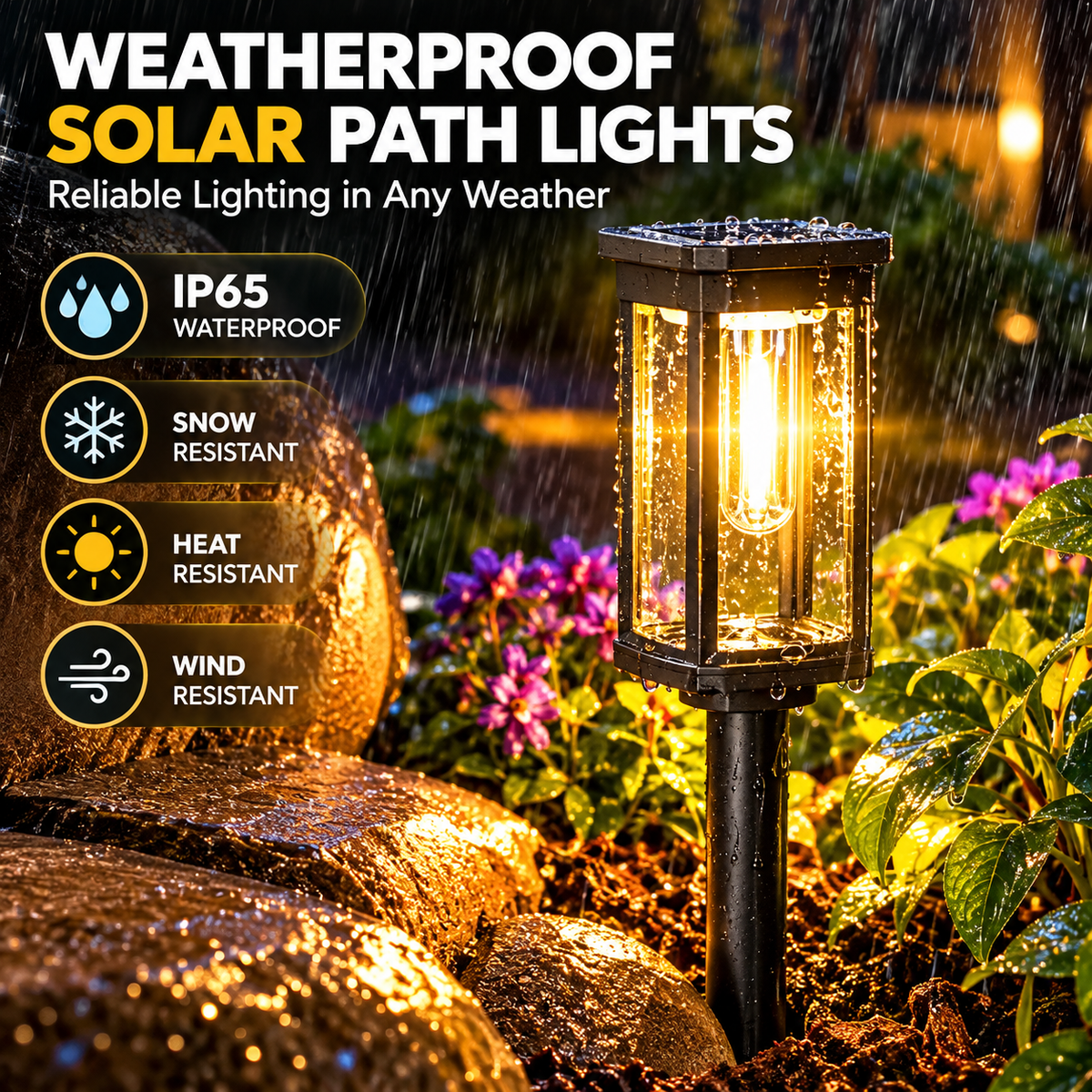 Solar Path Lights | Outdoor Waterproof Lights | Garden Walkway, Lawn Lighting