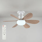 Ceiling fan with light brown, remote control, dimmable LED, quiet 6-blade