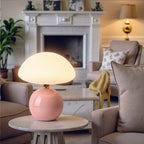 Table Lamp | Dimmable LED, Ceramic Mushroom Design | Warm White Light