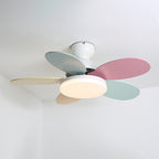 DC ceiling fan with LED light petal-shaped acrylic 6-blade Nordic design