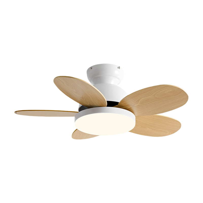 DC ceiling fan with LED light petal-shaped acrylic 6-blade Nordic design