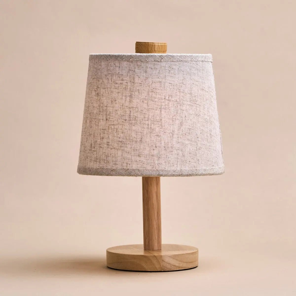 Rechargeable table lamp, brown wooden cordless with dimmable light