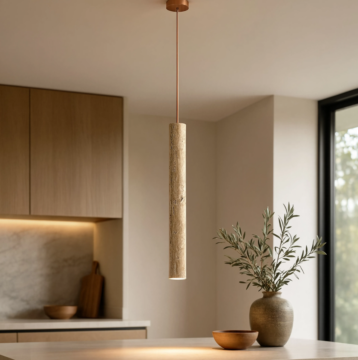 Travertine Pendant Light | Yellow Stone, Nordic, 30cm, 4W LED
