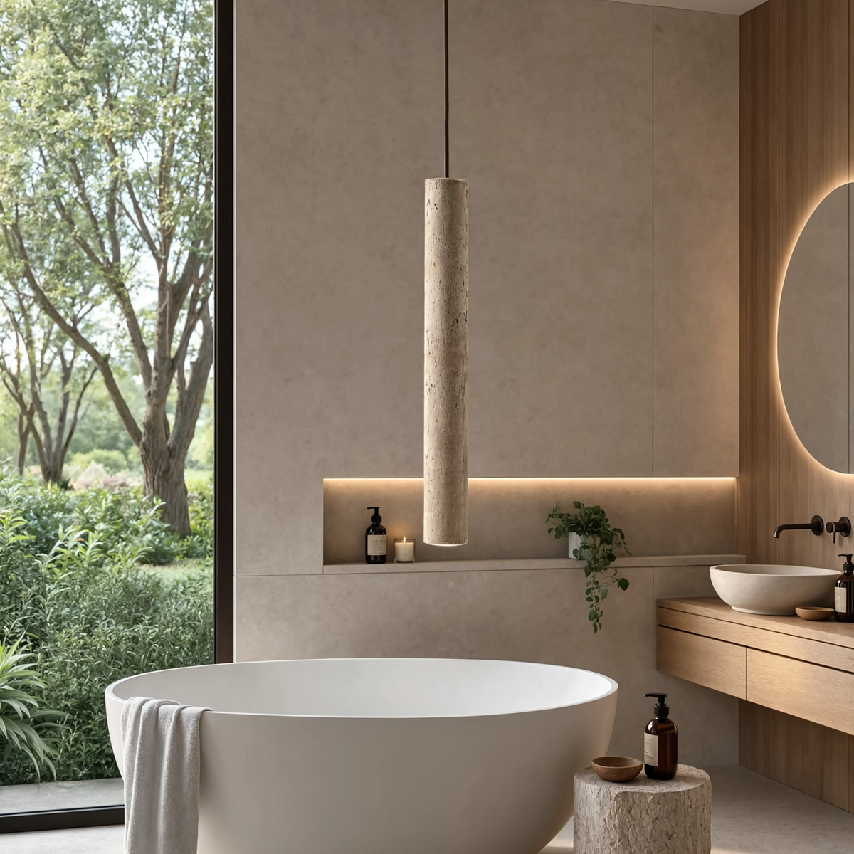Travertine Pendant Light | Yellow Stone, Nordic, 30cm, 4W LED