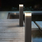 Solar path lights black rectangular bollard post warm LED IP65 garden