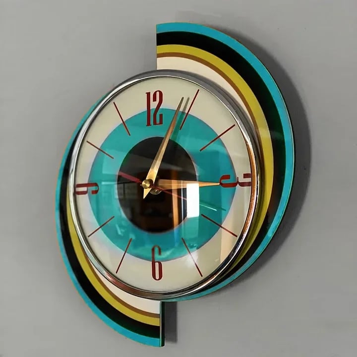 Mid-Century Handmade Wall Clock | Retro Sunburst, Silent Battery
