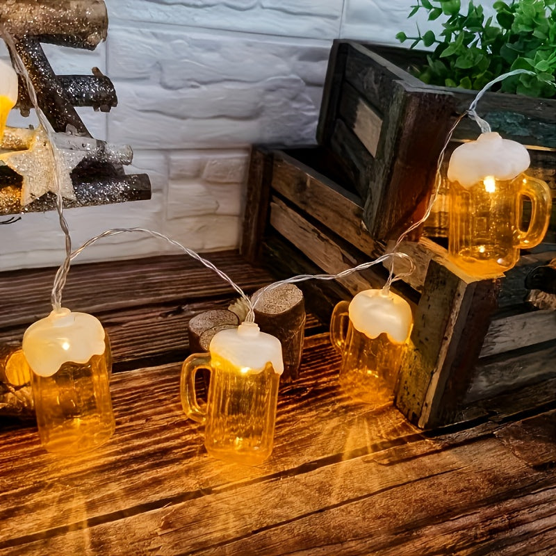 LED Beer Mug String Lights Oktoberfest decoration battery powered set of 2