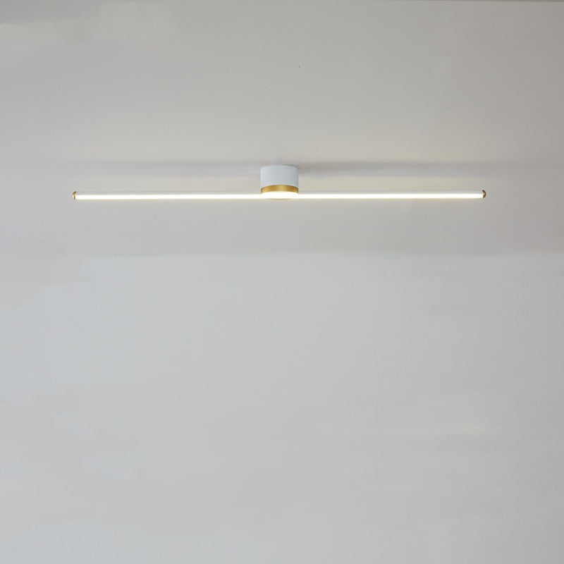 Flush mount ceiling light linear LED for bedroom and living room, sleek metal and silicone gel design