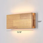 LED wall light Japanese wooden square rectangle rubberwood minimalist design