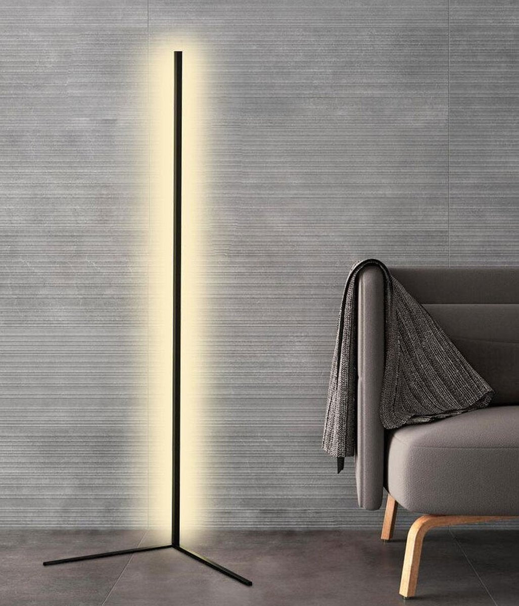 Nordic LED floor lamp with remote control, RGB and warm white lighting, 142cm slim design