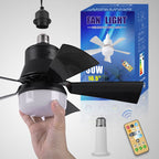 2-in-1 dimmable socket fan E26 E27 with remote control, LED ceiling fan