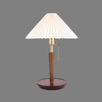 Vintage Wooden Table Lamp, Retro Walnut Bedside Light