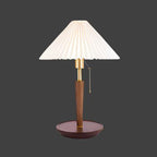 Vintage Wooden Table Lamp, Retro Walnut Bedside Light