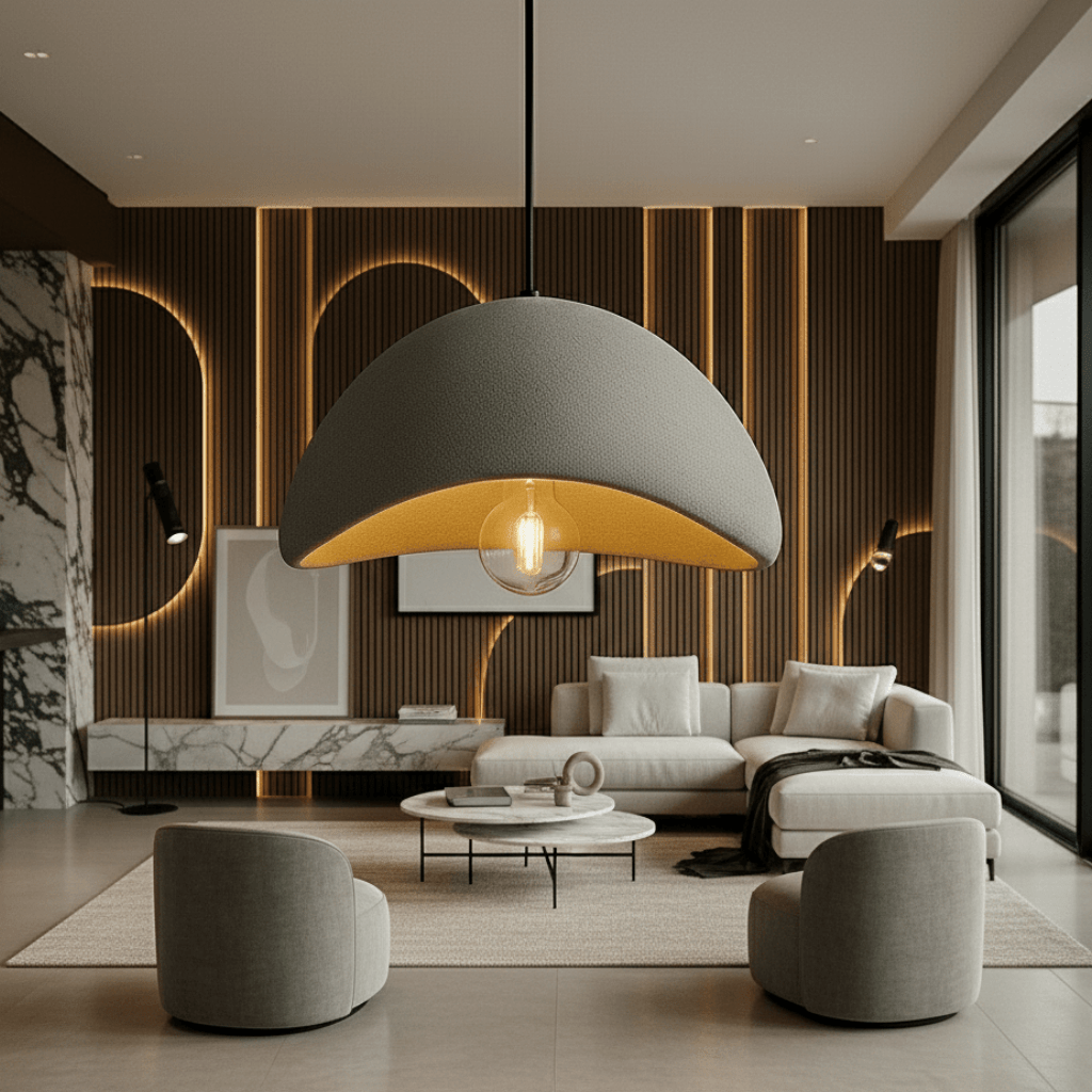 Dimmable pendant light in metal and glass with warm glow, adjustable suspension, modern classic design