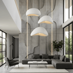 Dimmable pendant light in metal and glass with warm glow, adjustable suspension, modern classic design