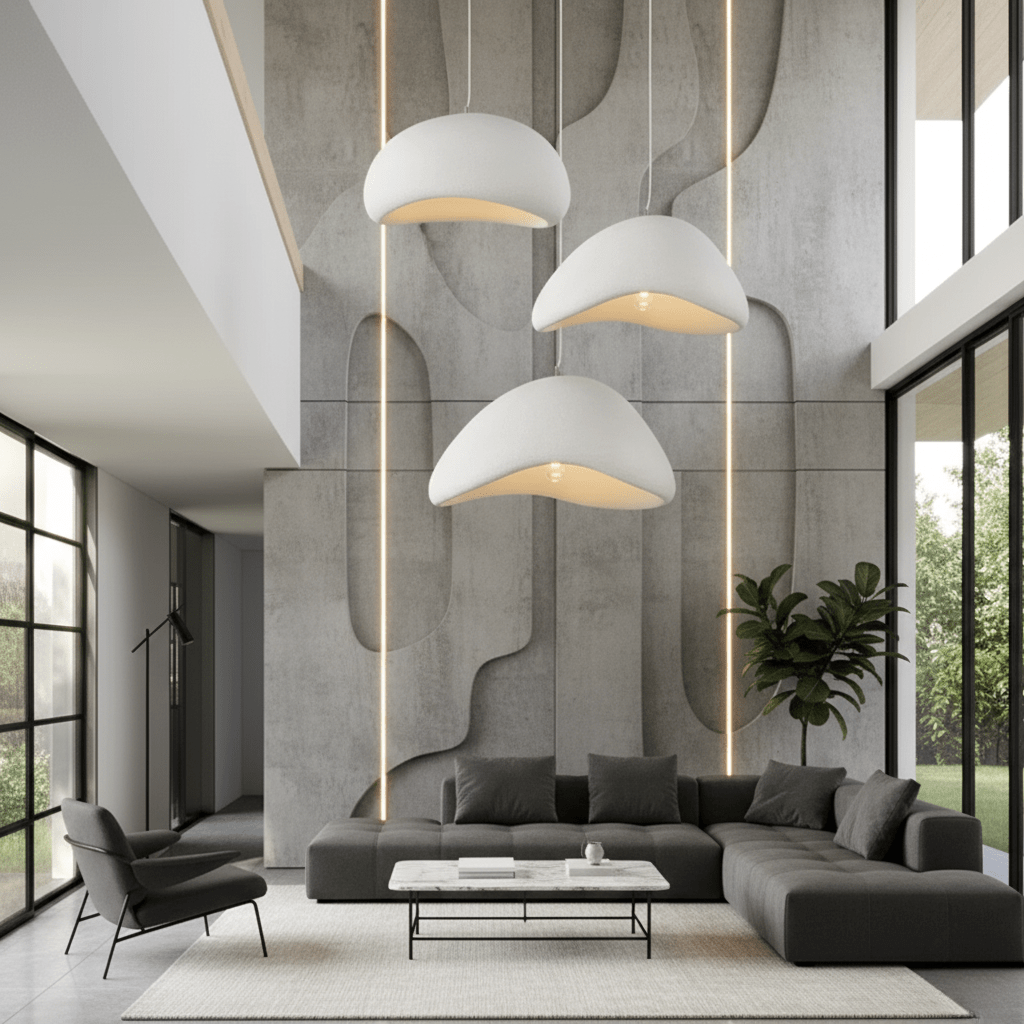 Dimmable pendant light in metal and glass with warm glow, adjustable suspension, modern classic design