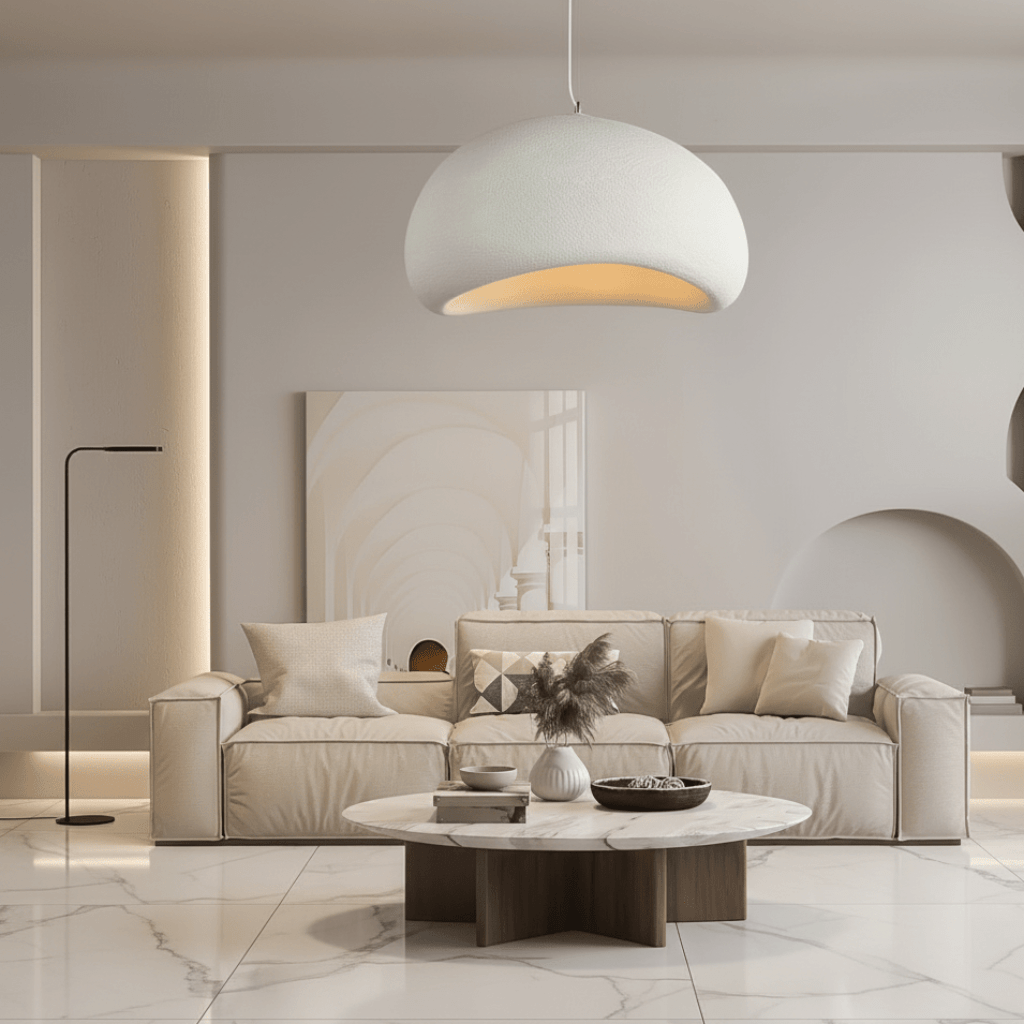 Dimmable pendant light in metal and glass with warm glow, adjustable suspension, modern classic design