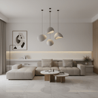 Dimmable pendant light in metal and glass with warm glow, adjustable suspension, modern classic design