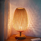 Bamboo table lamp vintage rustic design with natural bamboo and warm ambient light
