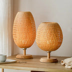 Bamboo table lamp vintage rustic design with natural bamboo and warm ambient light