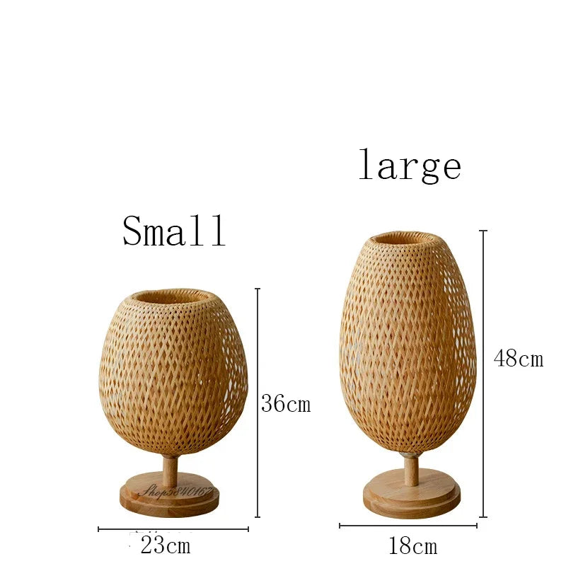 Bamboo table lamp vintage rustic design with natural bamboo and warm ambient light