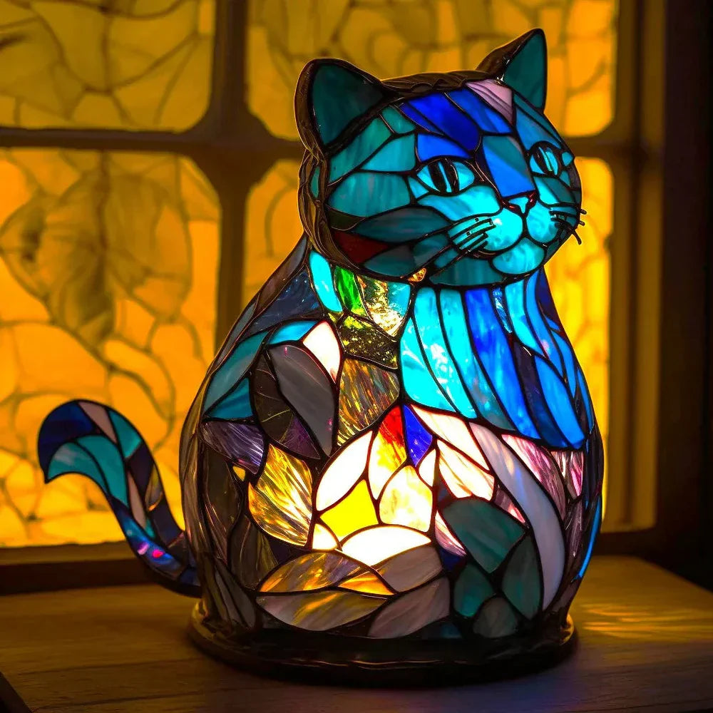 Stained glass animal lamp decorative table lamp with colourful warm light, 10 designs