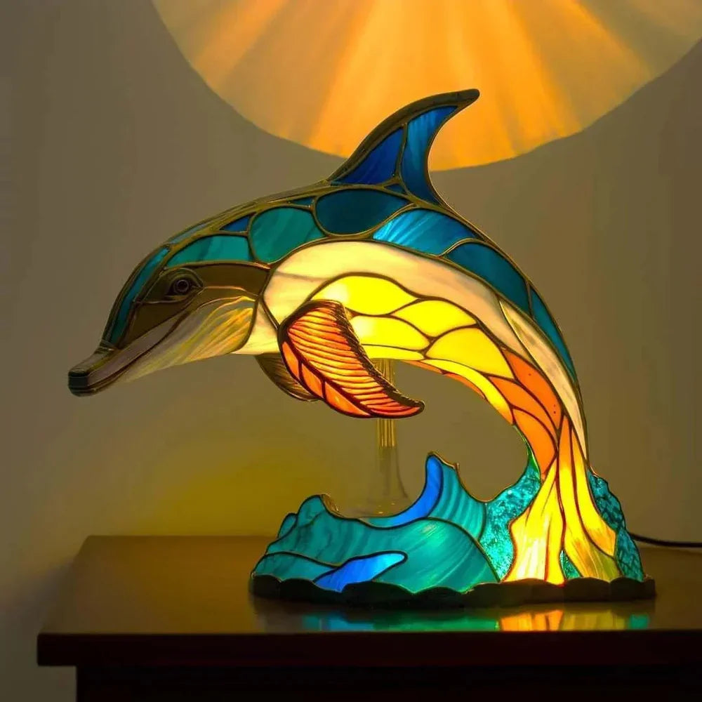 Stained glass animal lamp decorative table lamp with colourful warm light, 10 designs