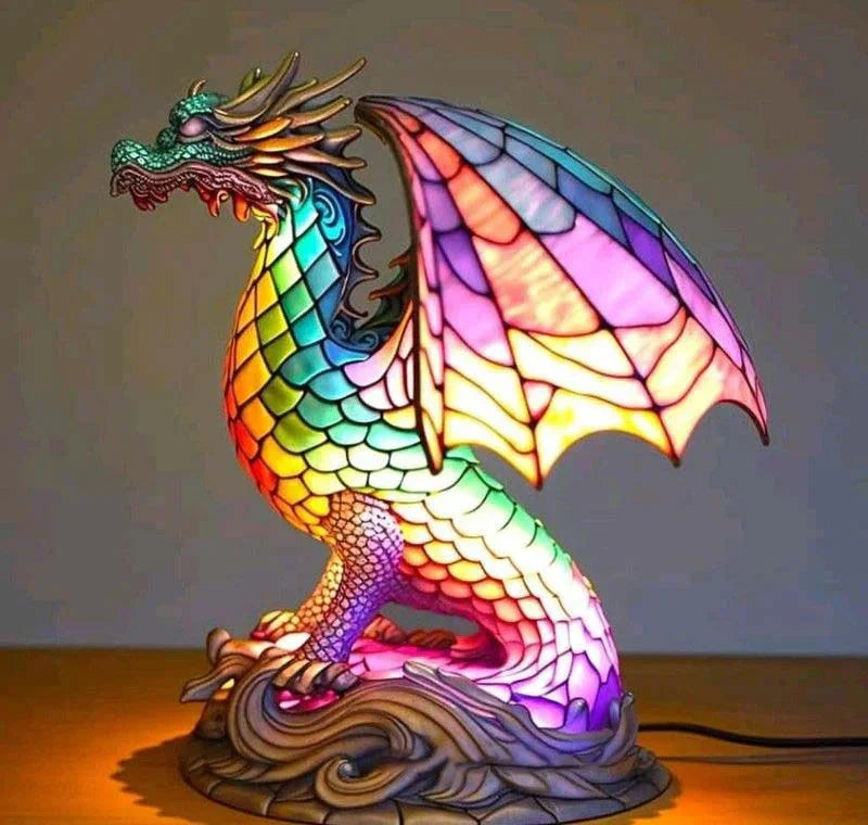 Stained glass animal lamp decorative table lamp with colourful warm light, 10 designs
