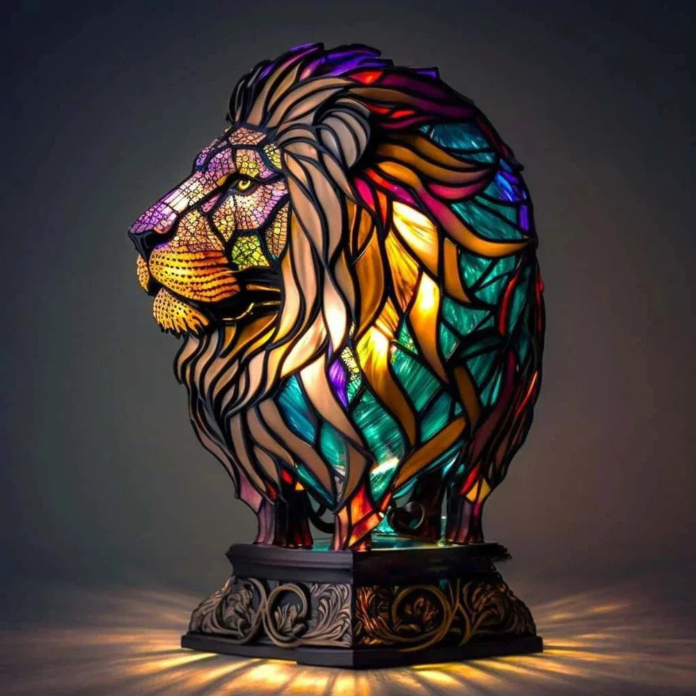 Stained glass animal lamp decorative table lamp with colourful warm light, 10 designs