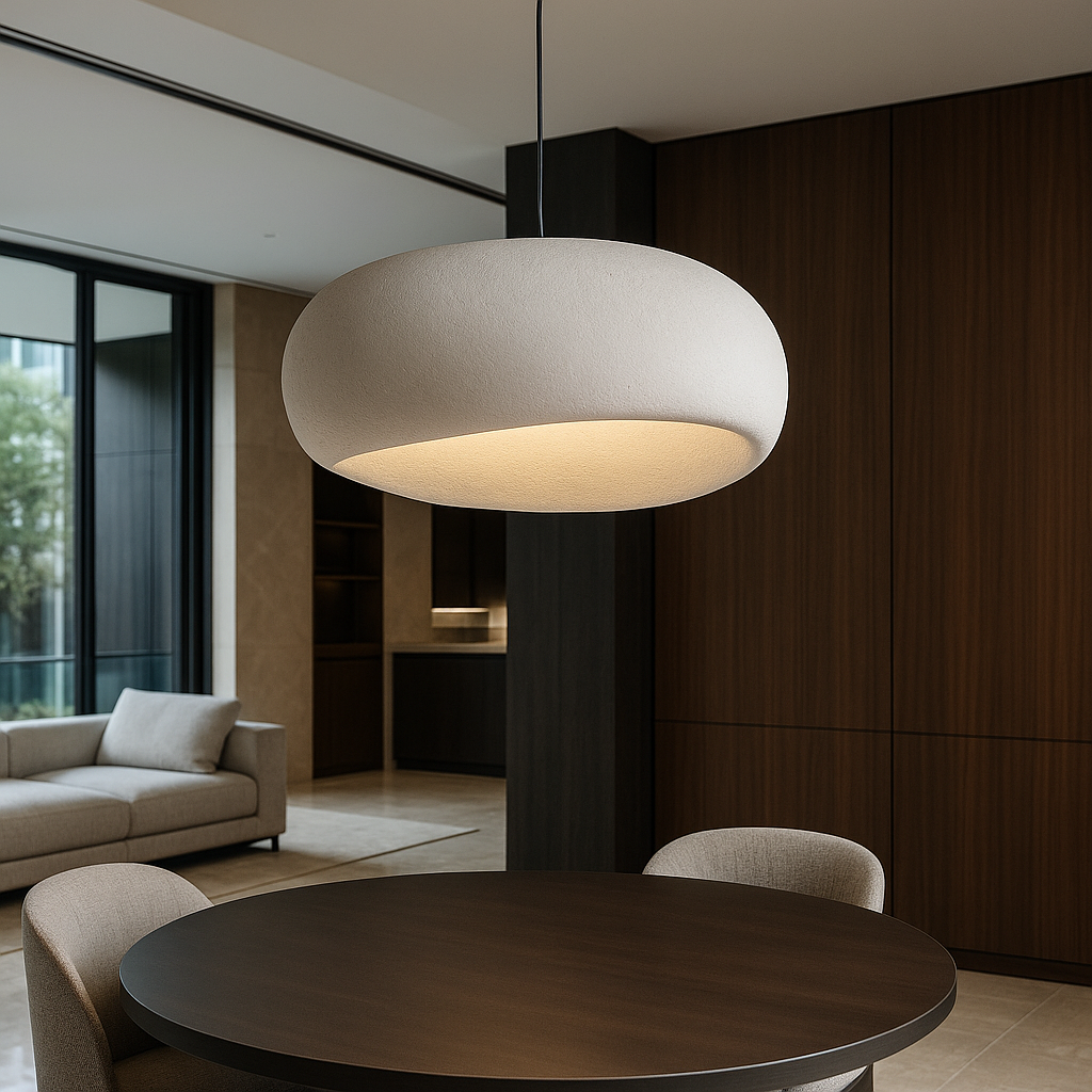 Modern dimmable pendant light with adjustable cable, E27 fitting, minimalist ambient home lighting