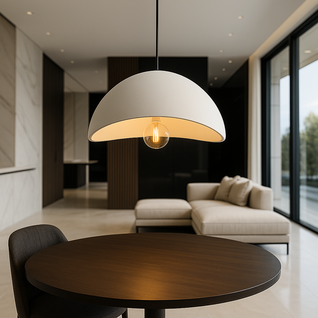 Modern dimmable pendant light with adjustable cable, E27 fitting, minimalist ambient home lighting