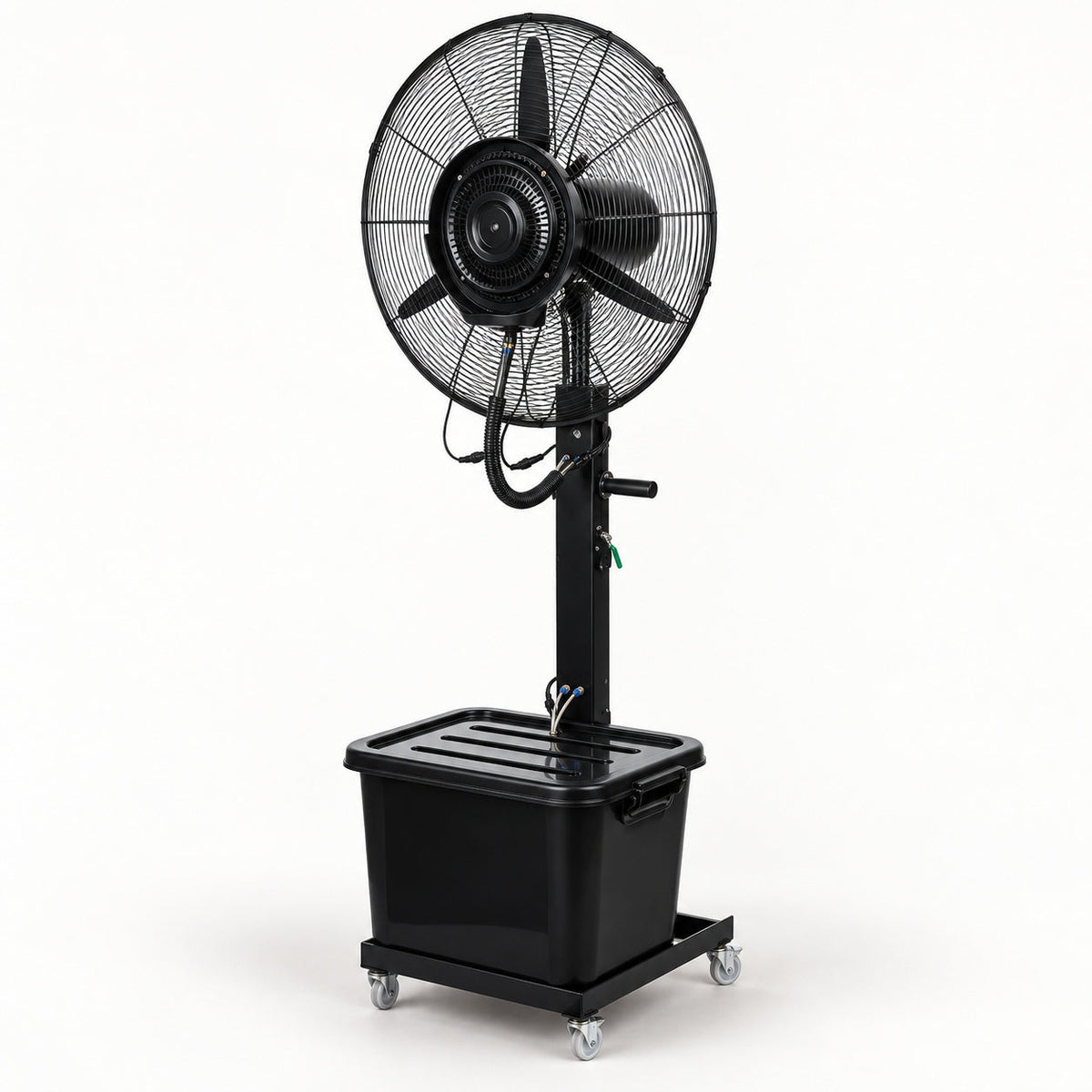 Outdoor misting fan water-cooled floor fan with atomization and dust removal function