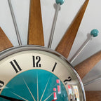 Mid-Century Handmade Wall Clock | Retro Sunburst, Silent Battery
