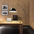 Black metal fishing rod arc floor lamp, modern standing light for living room