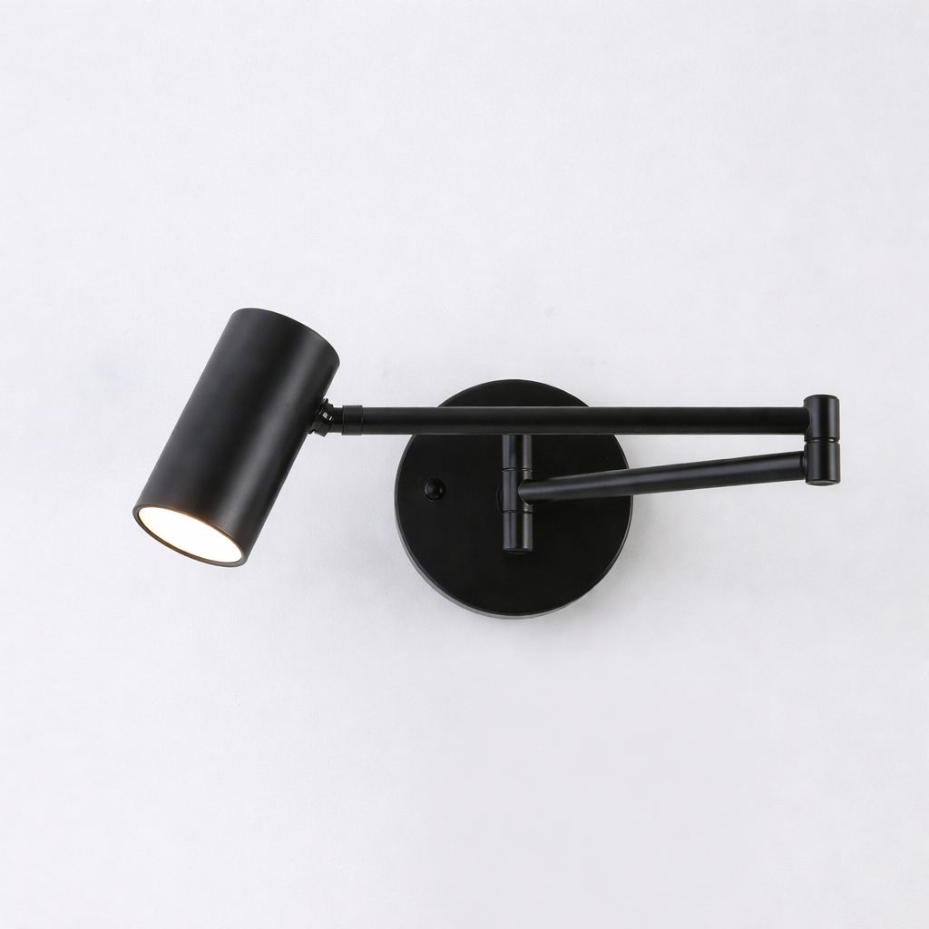 Swing arm LED wall sconce adjustable 1-light wrought iron modern fixture