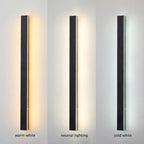 Linear LED outdoor wall lamp black IP65, minimalist design for garden and corridor