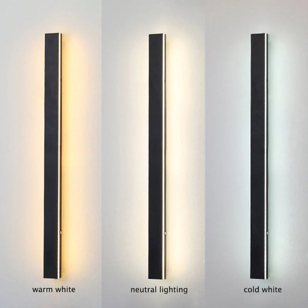 Linear LED outdoor wall lamp black IP65, minimalist design for garden and corridor
