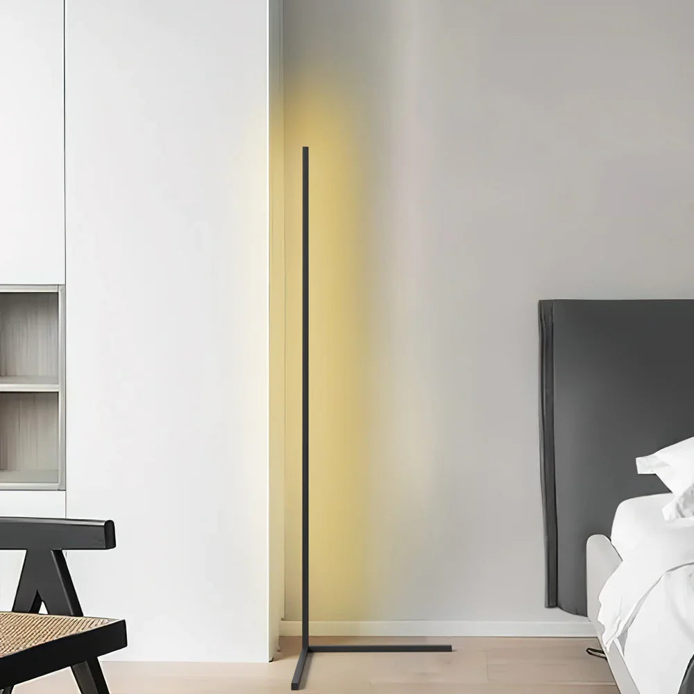 Nordic LED floor lamp with remote control, RGB and warm white lighting, 142cm slim design