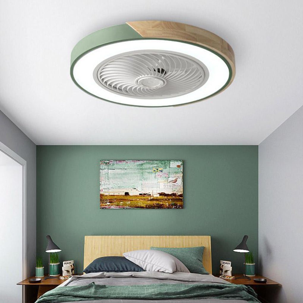 DC ceiling fan with LED light bladeless flush mount remote control round square