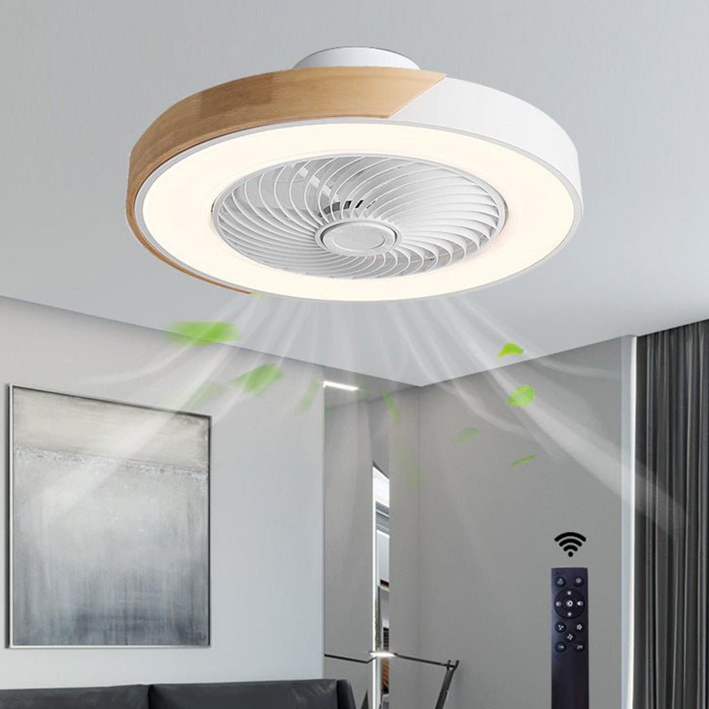 DC ceiling fan with LED light bladeless flush mount remote control round square