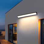 Linear outdoor wall light black LED strip IP65 waterproof, modern exterior porch light