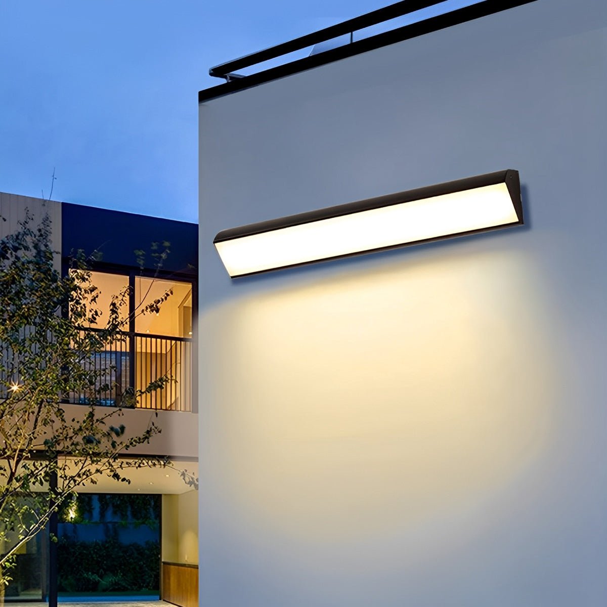 Linear outdoor wall light black LED strip IP65 waterproof, modern exterior porch light