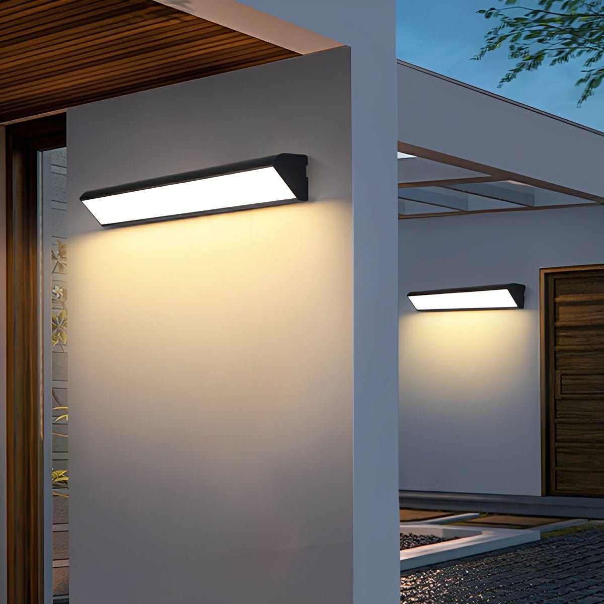 Linear outdoor wall light black LED strip IP65 waterproof, modern exterior porch light